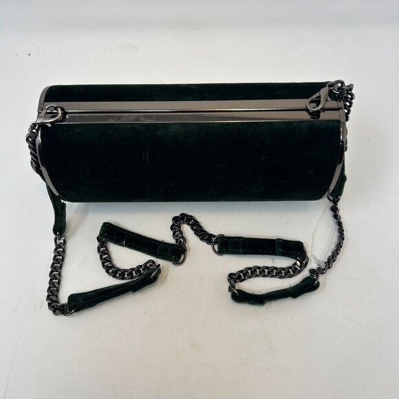 Topshop Velvet Cylinder Evening Bag Crossbody Tube Clutch w/ Chain Strap - Picture 4 of 14